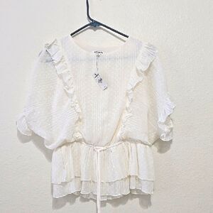 Express White Ruffled Blouse Xs